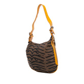 Small Zebra Print Canvas Oyster Hobo